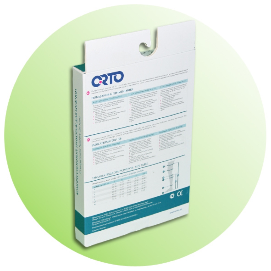 Гольфы мужские компрессионные 1 класс Orto 314 (Черный L)